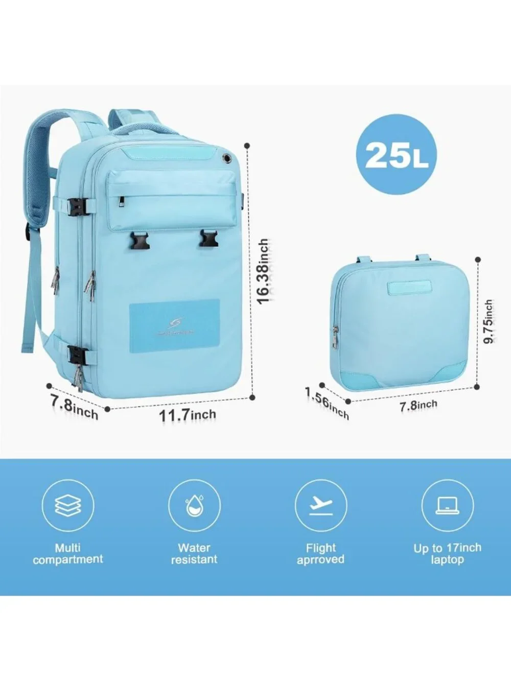 Versatile Travel Backpack for Laptop, Shoe Compartment, Lightweight, Waterproof